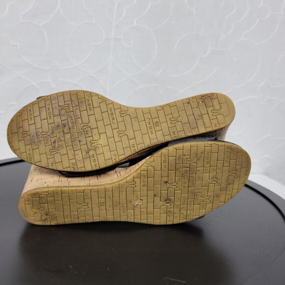 Marc by Marc Jacobs Logo Disc Womens Sandals Size 9 Black Cork Leather Wedge - Picture 13 of 16